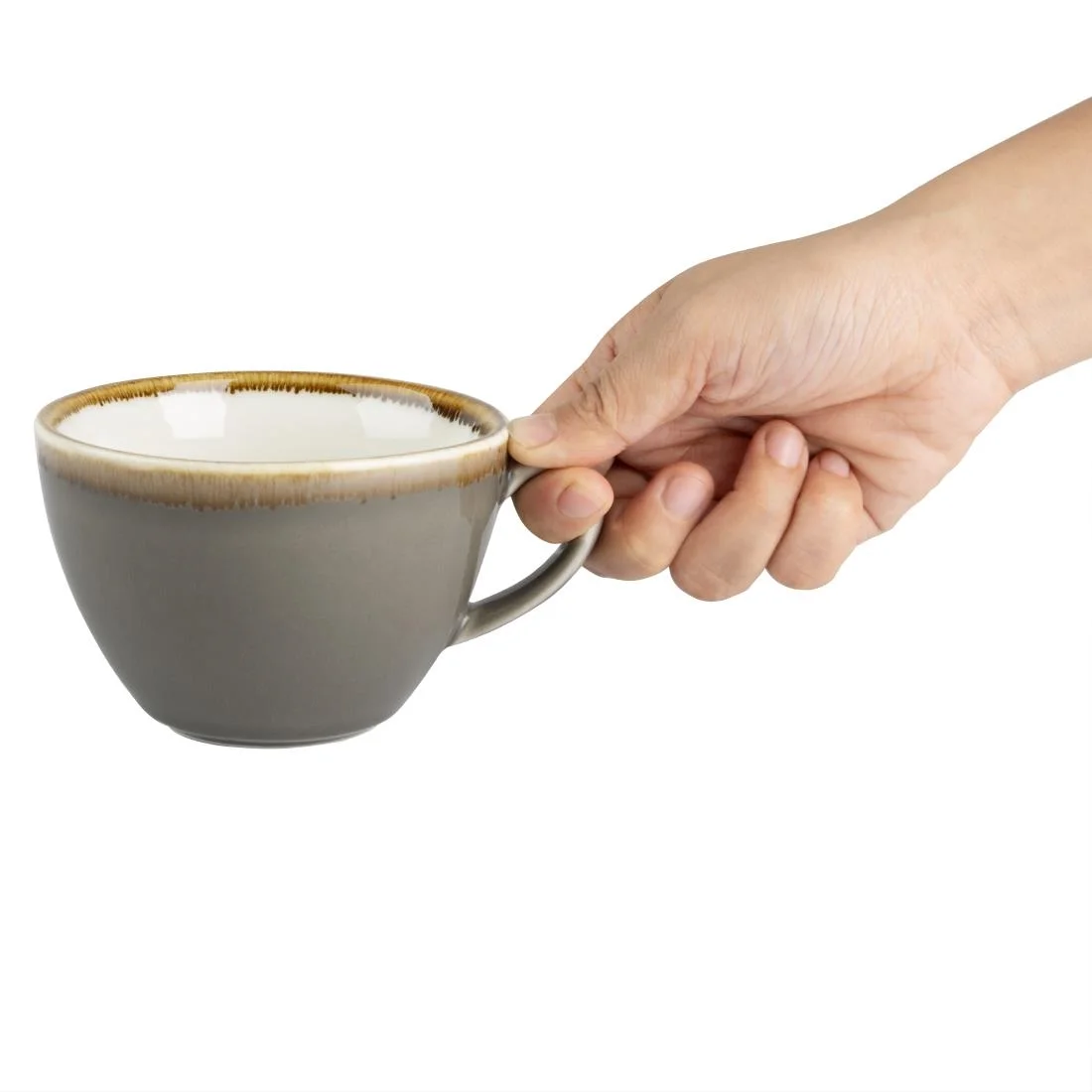 Olympia Kiln Cappuccino Cup Smoke 340ml - Image 5