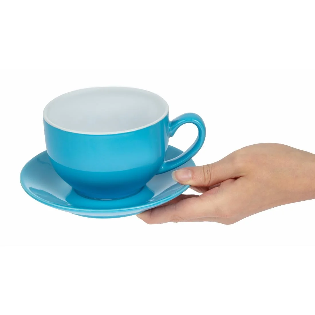 Olympia Cafe Cappuccino Cup Blue 340ml - Image 5