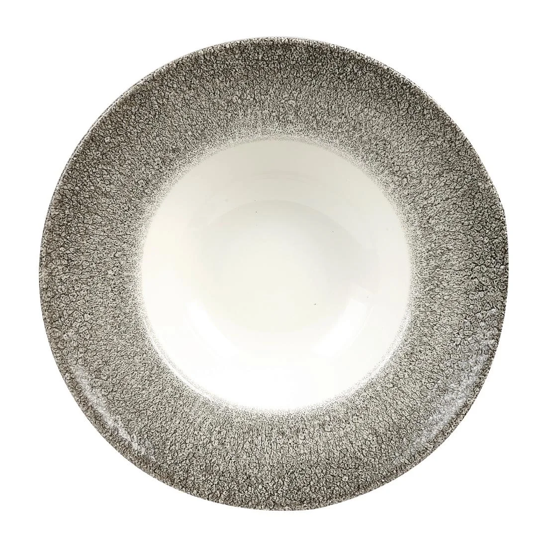 Churchill Studio Prints Raku Round Wide Rim Bowls White and Quartz Black 280mm - Image 2