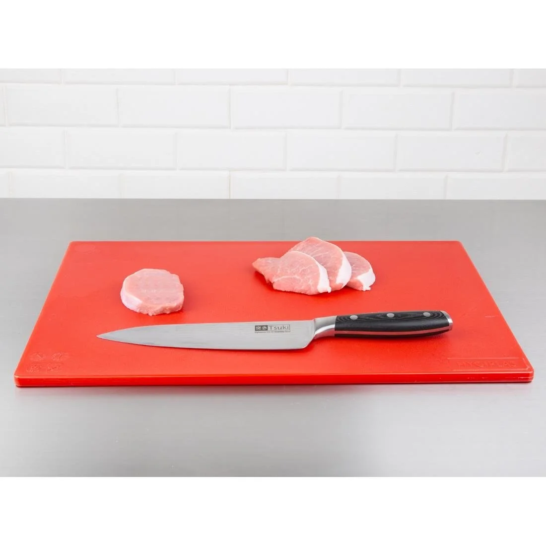 Hygiplas Low Density Antibacterial Chopping Board Red 450x300x10mm - Image 4