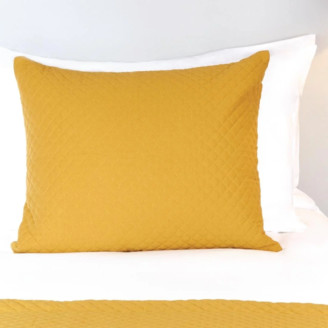 Mitre Essentials Quilted Waffle Cushion Cover Ochre - Image 1