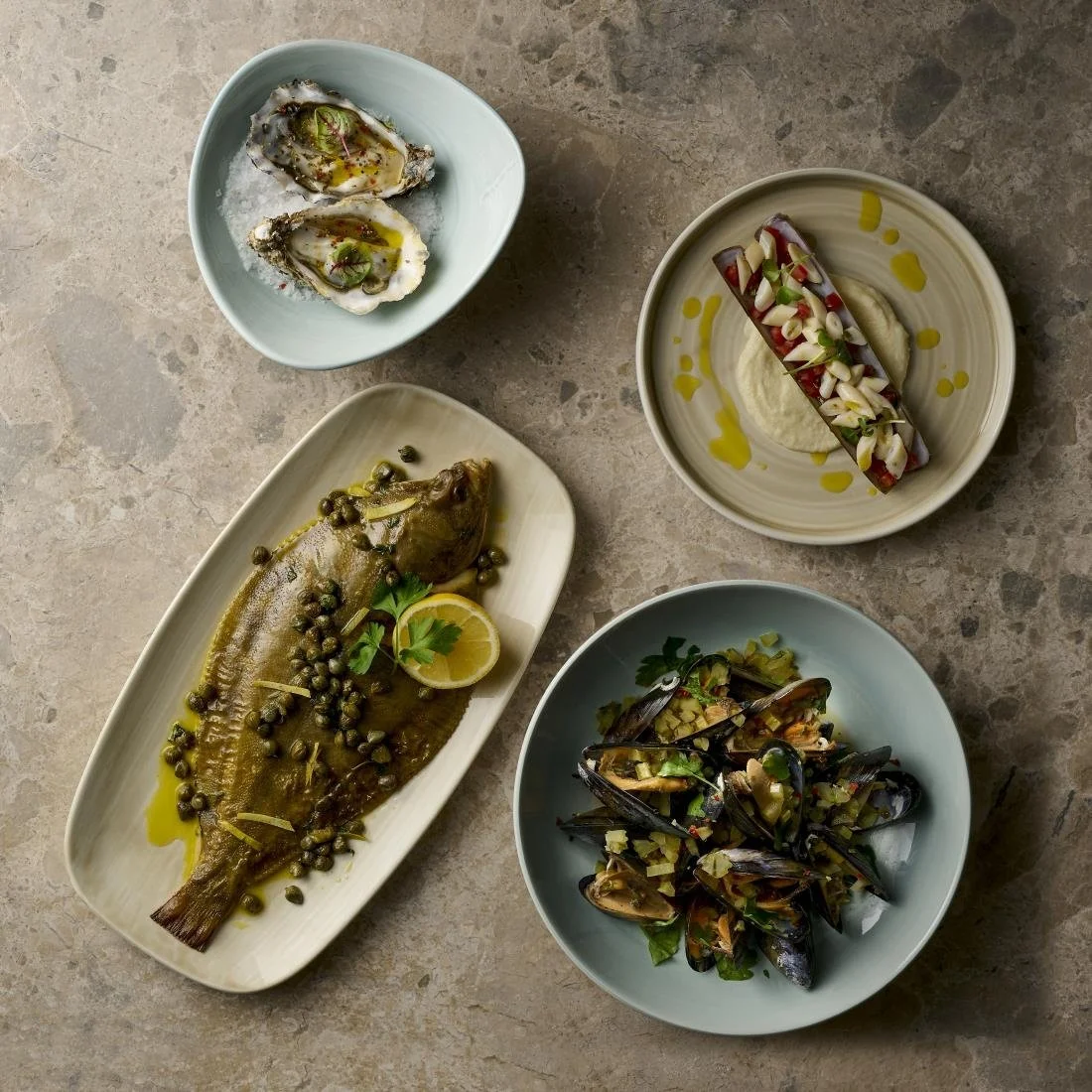 Churchill Stonecast Canvas Natural Chef's Oblong Plates 350x187mm (6 Pack) - Image 2