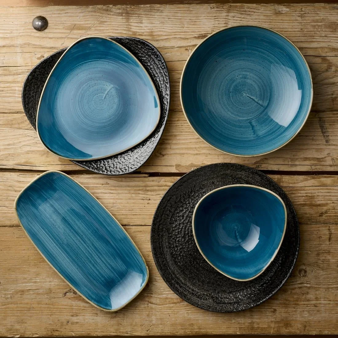 Churchill Stonecast Java Blue Chef's Oblong Plates 350 x 187mm (6 Pack) - Image 3