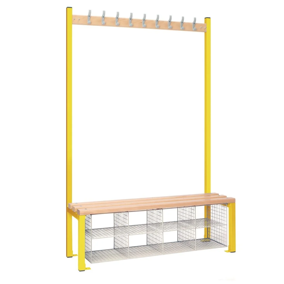Single-Sided Island Seating with Mesh Basket Yellow