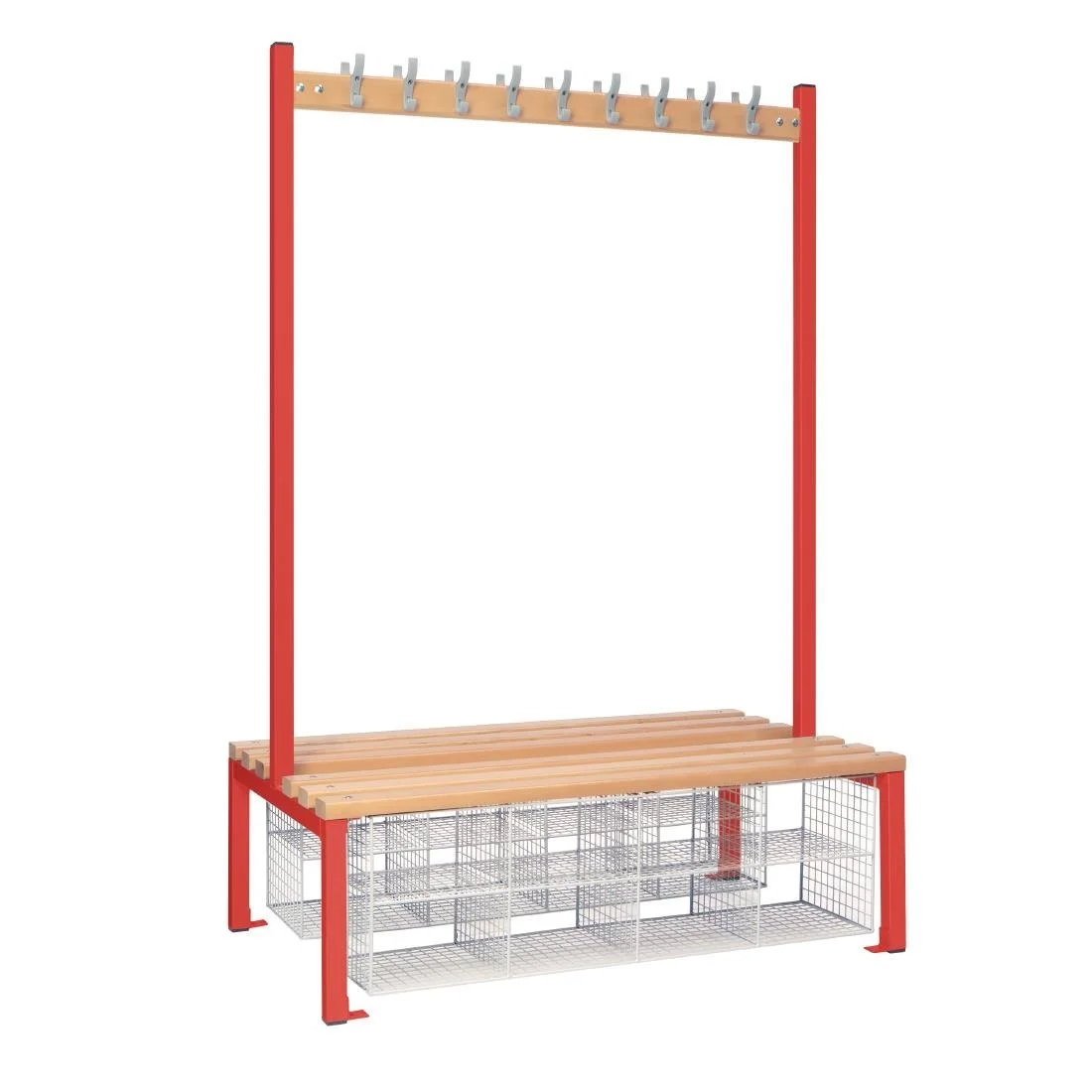 Double-Sided Island Seating with Mesh Basket Red