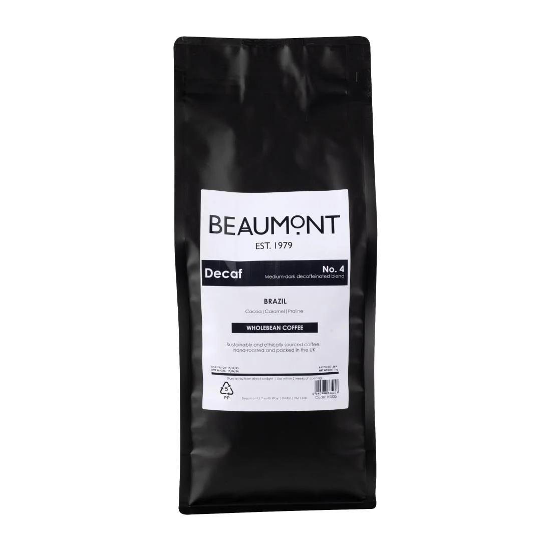 Beaumont No.4 Decaf Coffee Beans 1kg - Image 1