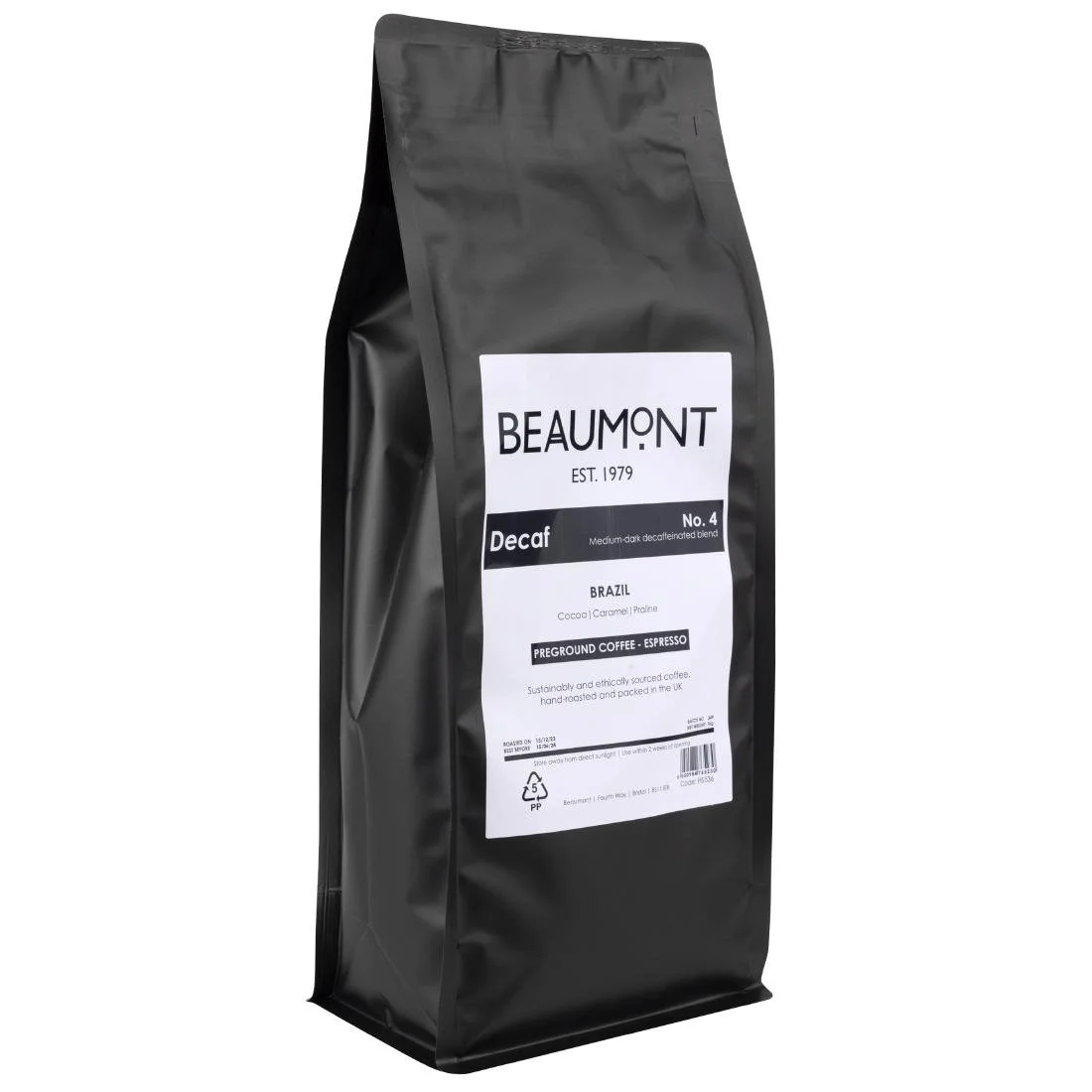 Beaumont No.4 Decaf Coffee Espresso Grind 1kg - Image 11