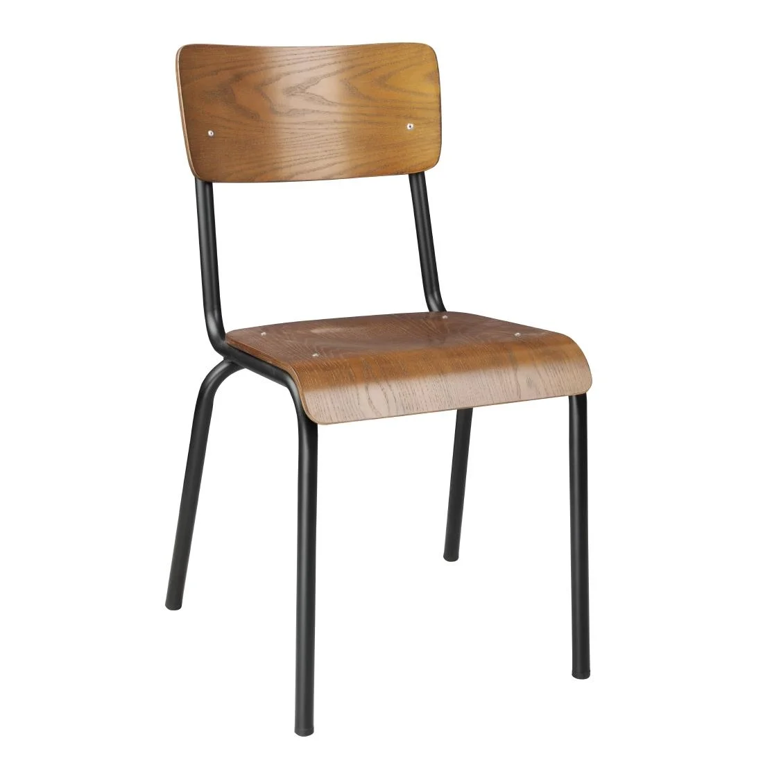 Bolero Cantina Side Chairs with Dark Wooden Seat Pad (4 Pack)