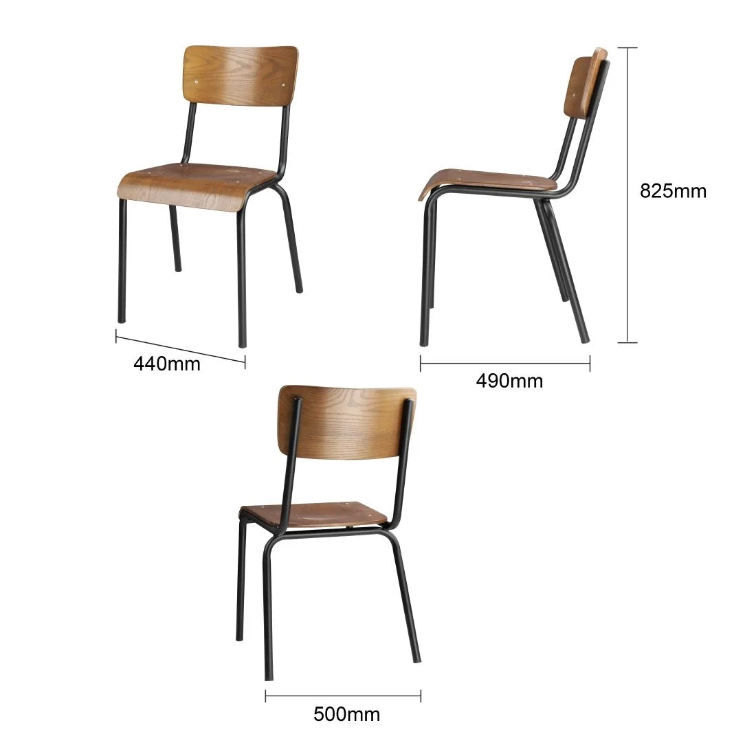 Bolero Cantina Side Chairs with Dark Wooden Seat Pad (4 Pack) - Image 5