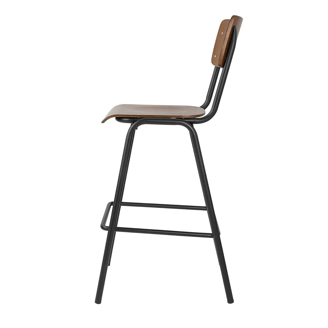 Bolero Cantina Back Rest High Stool with Seat Pad Dark Walnut Effect - Image 2