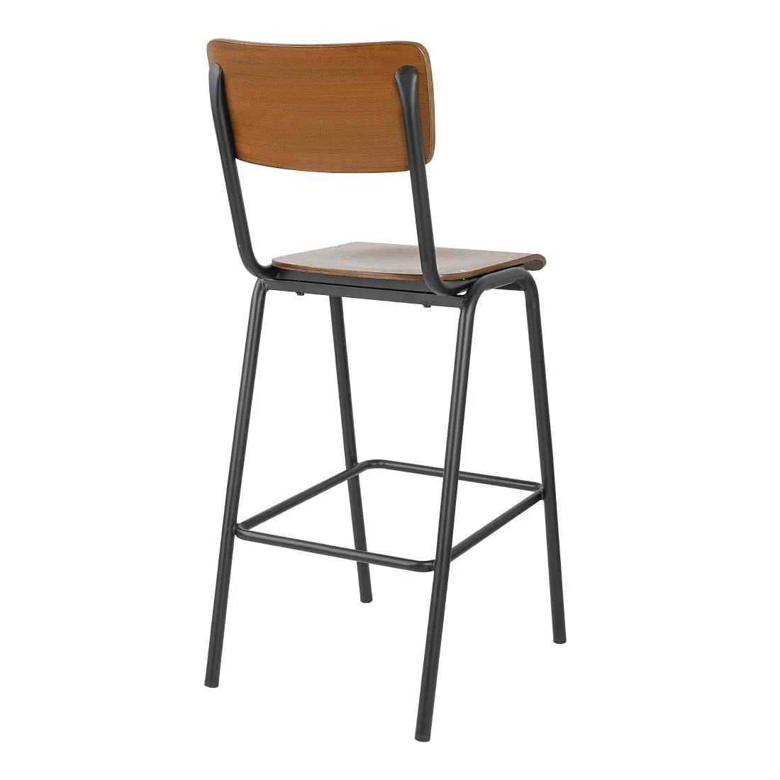 Bolero Cantina Back Rest High Stool with Seat Pad Dark Walnut Effect - Image 3