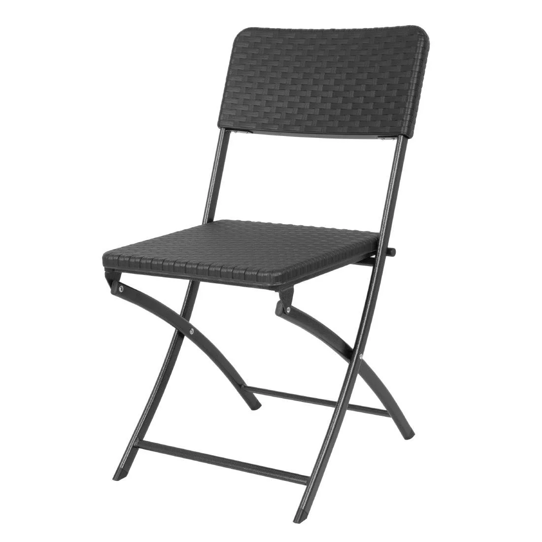 Bolero Rattan Folding Chairs Black (2 Pack) - Image 1