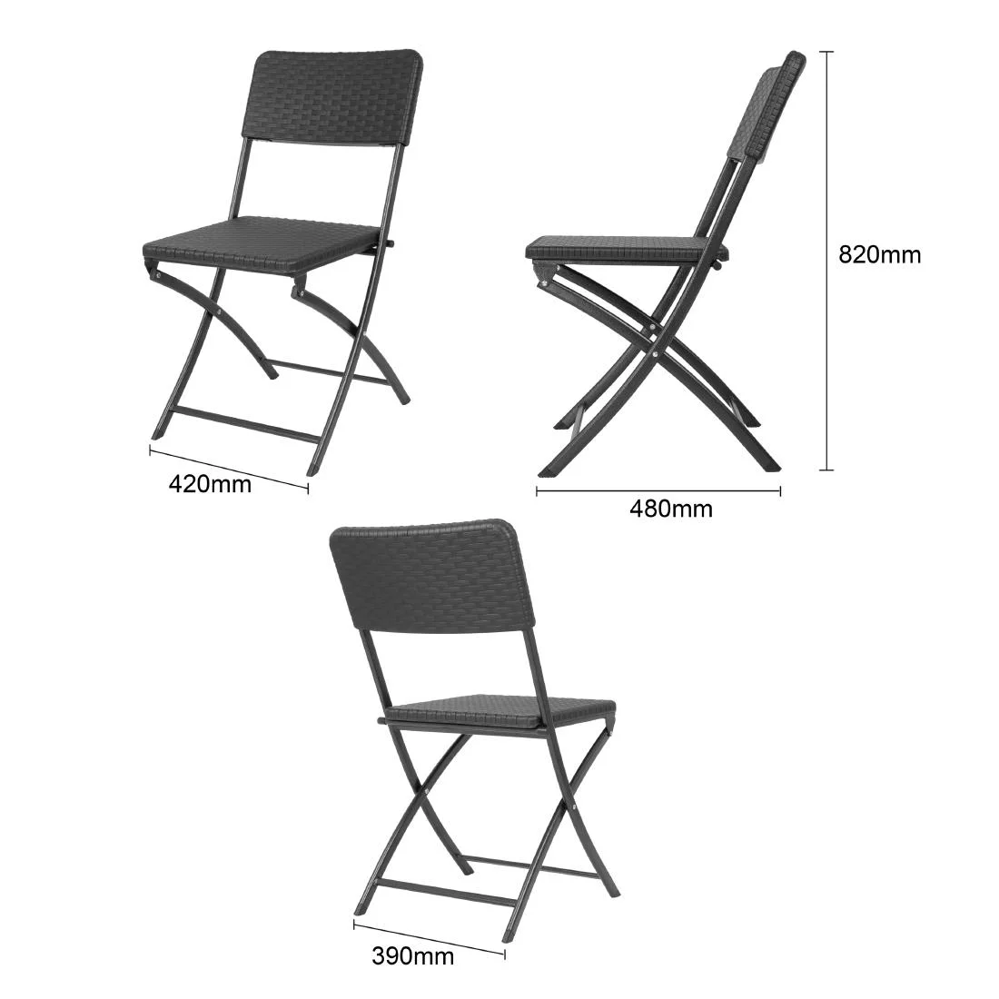 Bolero Rattan Folding Chairs Black (2 Pack) - Image 5