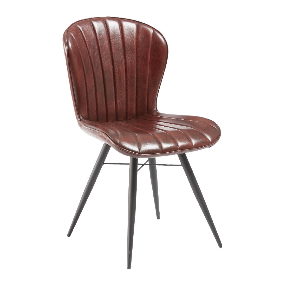 Lena Side Chair Claret Red leather (Pack of 2)