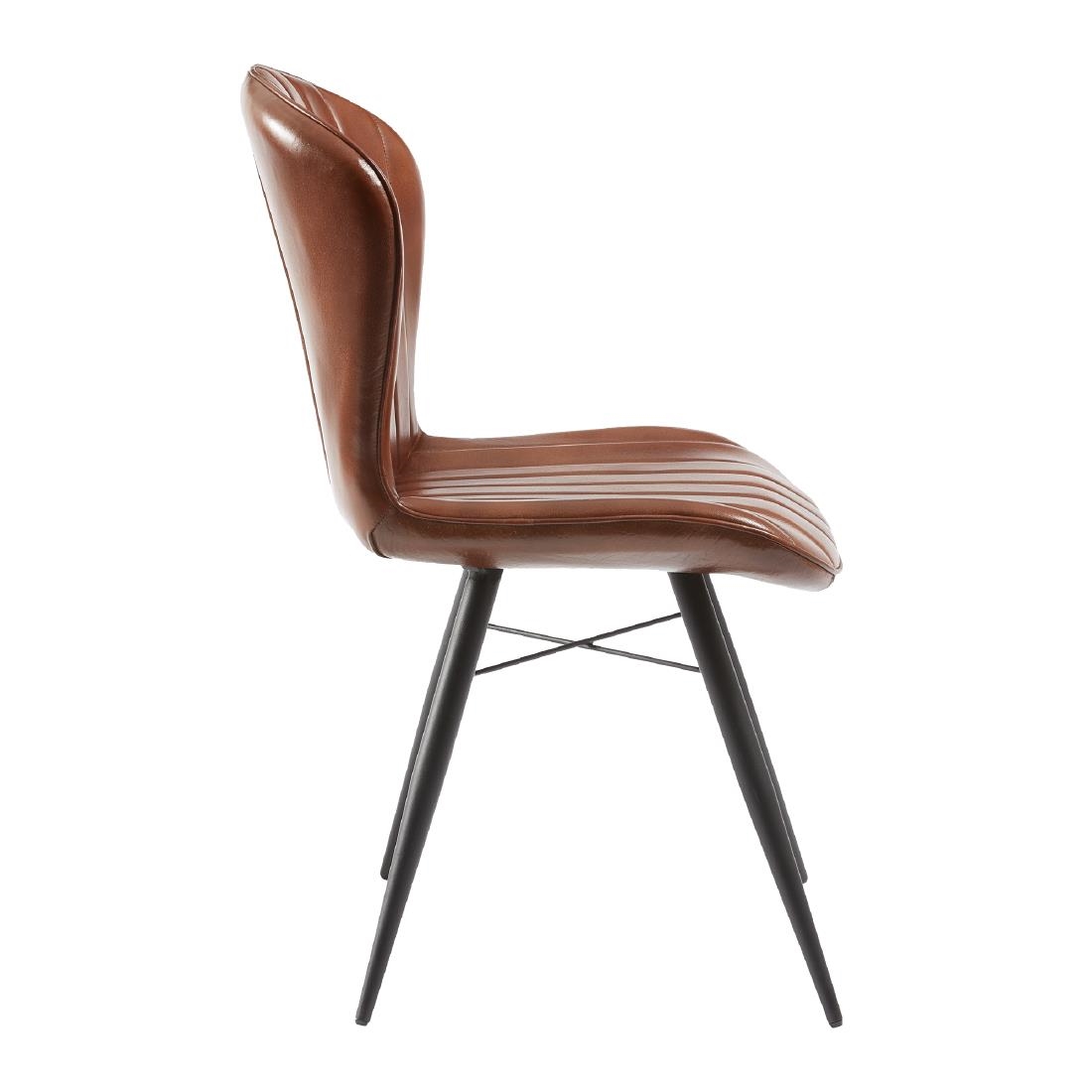 Lena Side Chair Pecan Brown leather (Pack of 2)