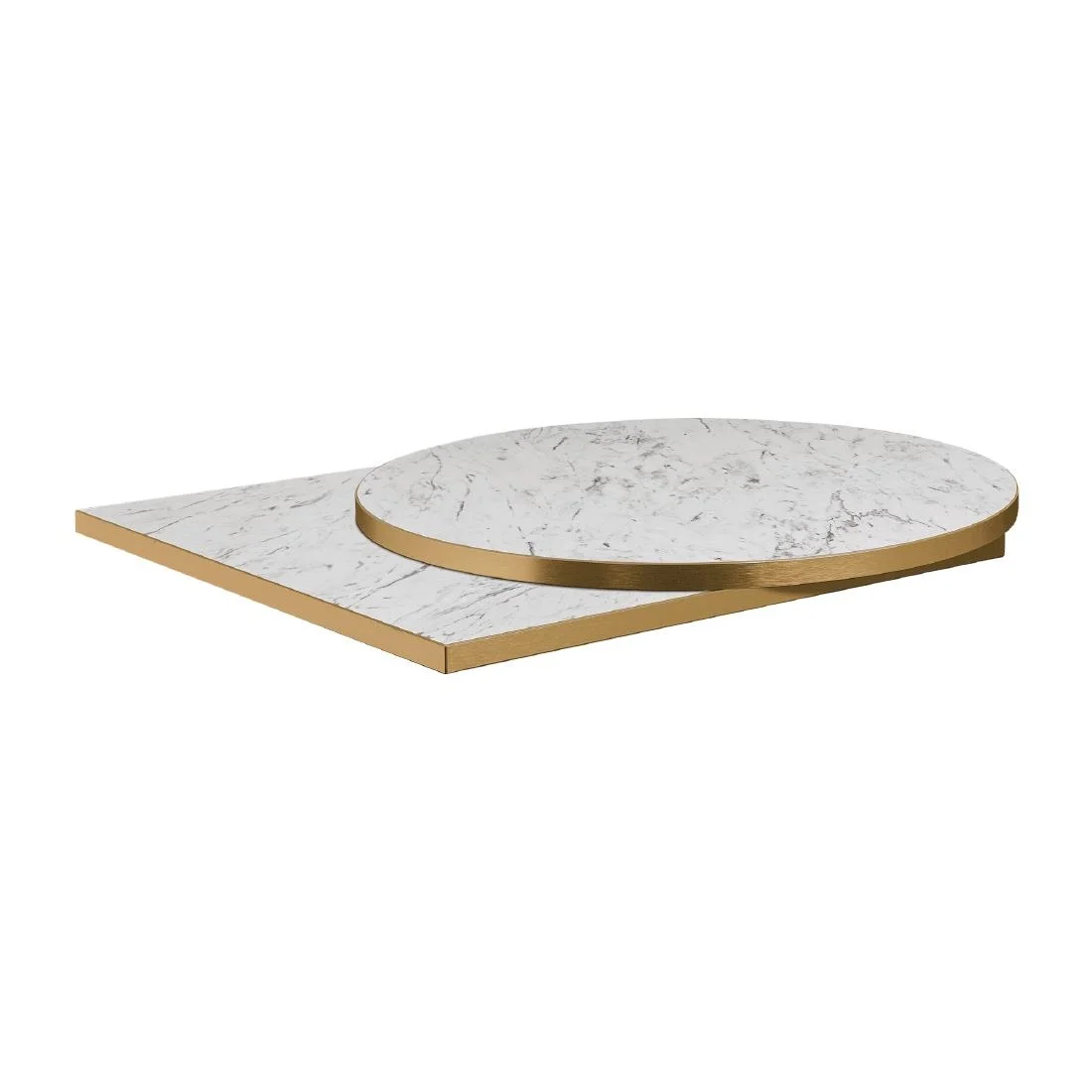 Omega Square Laminate Table Top White Carrara Marble 600x600mm - Image 2