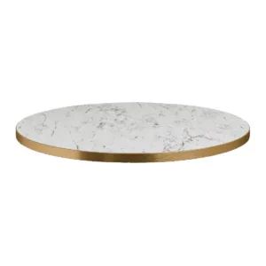 Omega Round Laminate Table Top White Carrara Marble 600mm