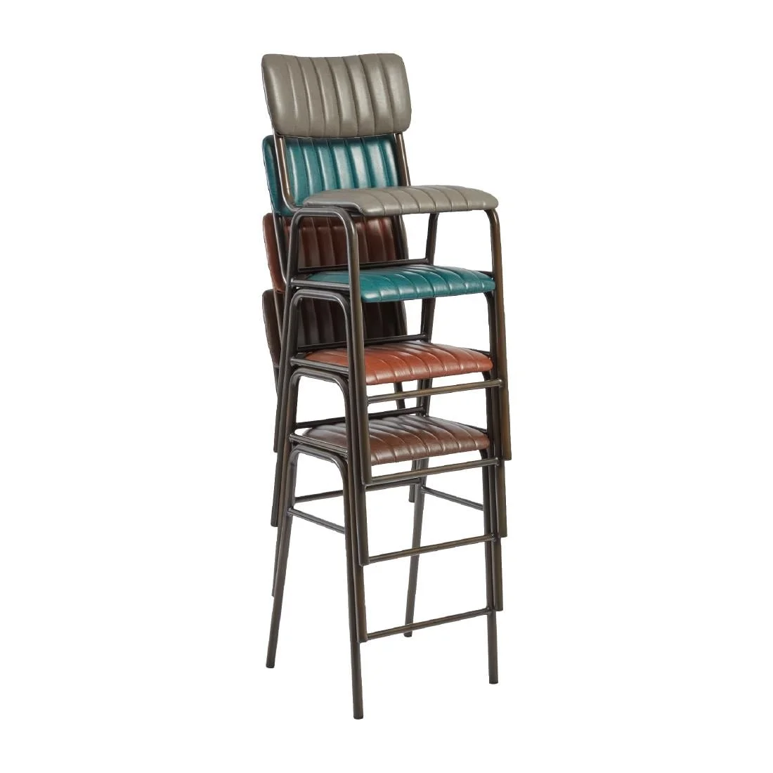 Tavo Stacking Mid Bar Stool Vintage Dark Grey (Pack of 2) - Image 2