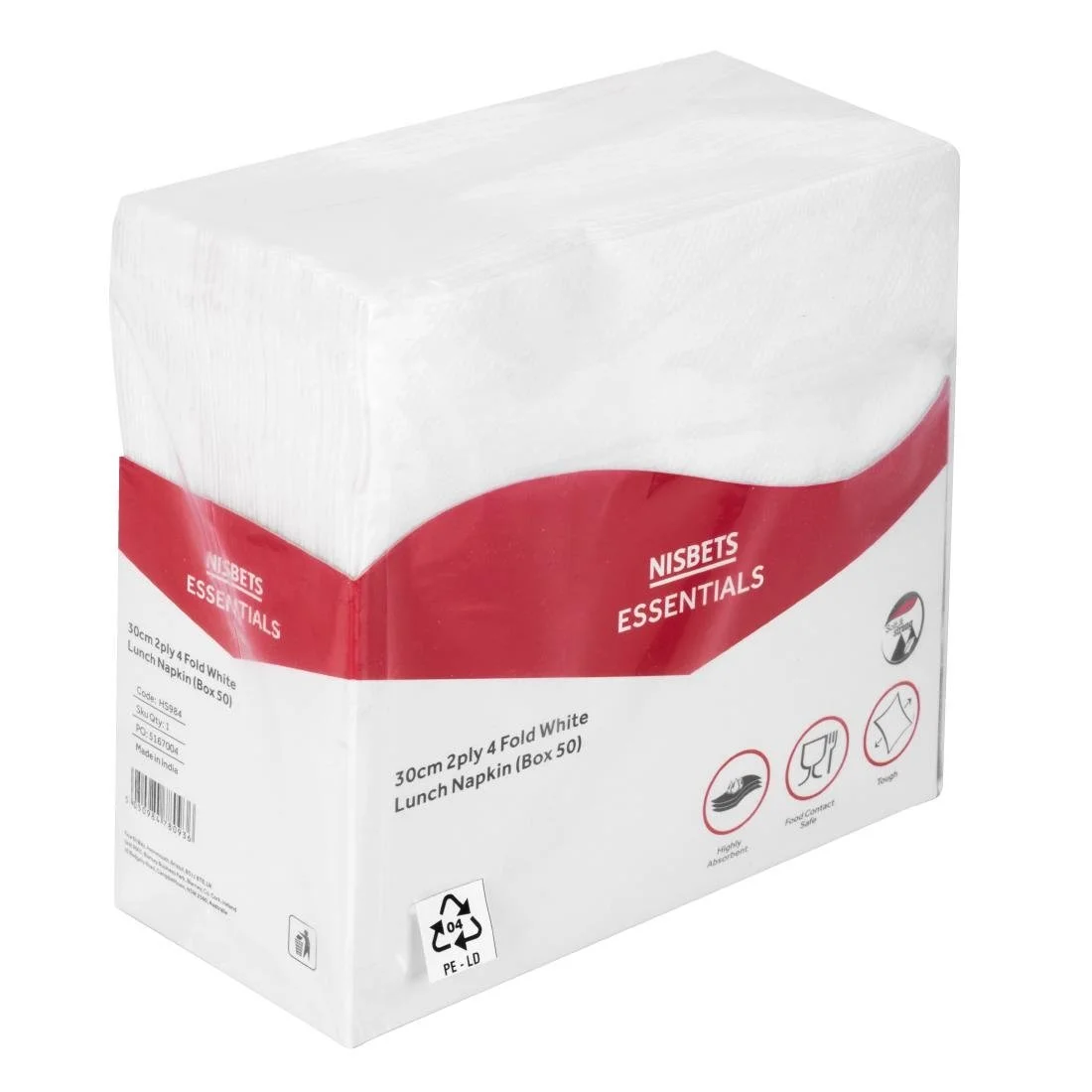 Nisbets Essentials 2ply 4-Fold White Lunch Napkins (50 Pack) - Image 4