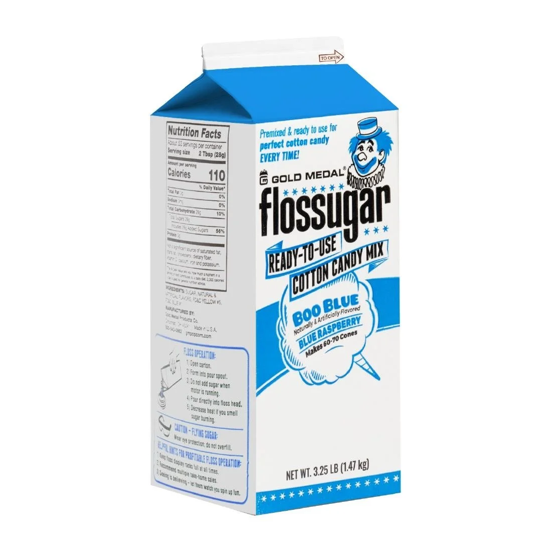 Flossugar Blue Raspberry Ready to Use Cotton Candy Mix 1.47kg - Image 2