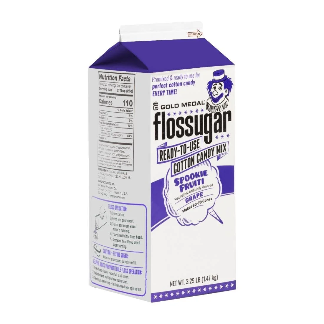Flossugar Grape Ready to Use Cotton Candy Mix 1.47kg - Image 2
