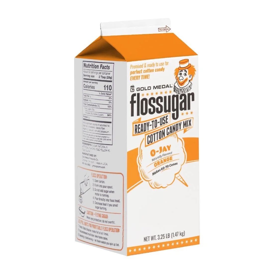 Flossugar Orange Ready to Use Cotton Candy Mix 1.47kg - Image 2