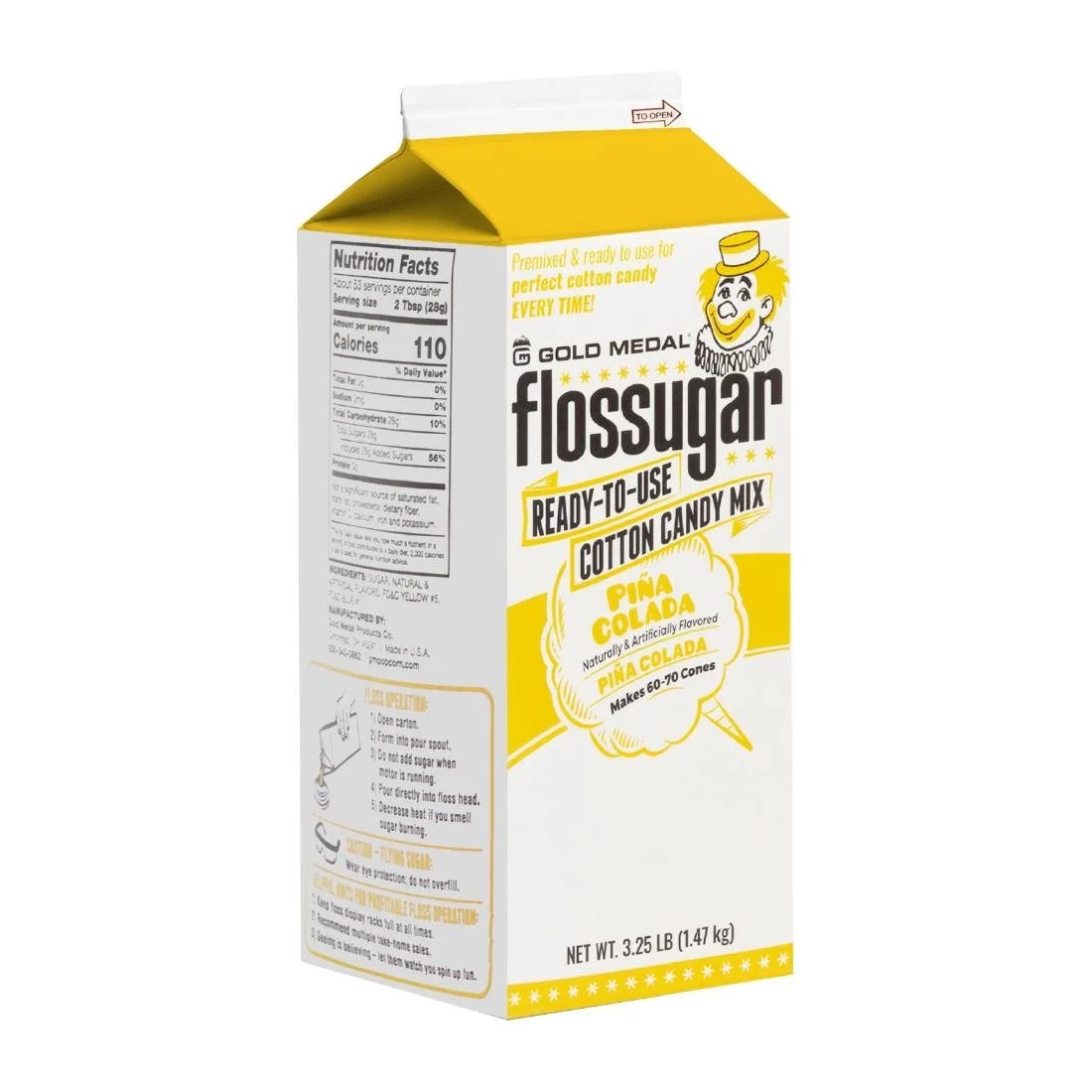 Flossugar Pina Colada Ready to Use Cotton Candy Mix 1.47kg - Image 2