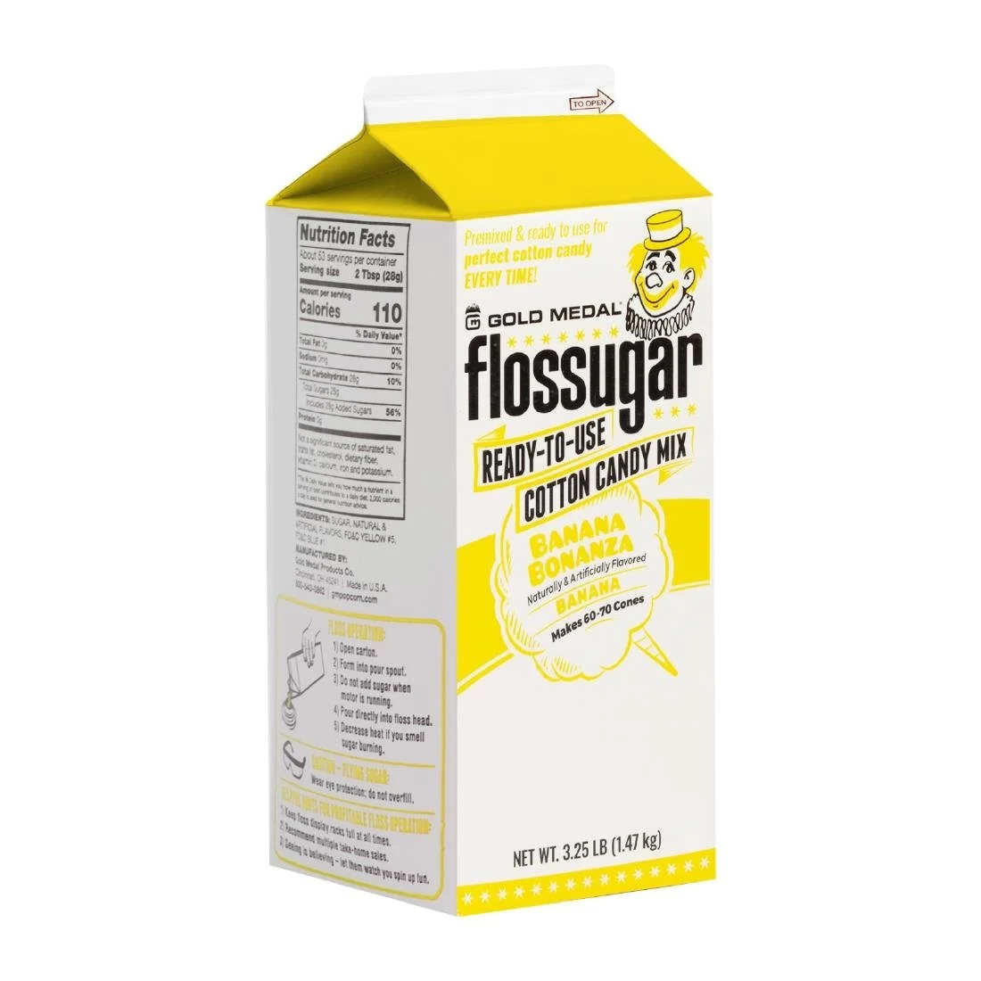 Flossugar Banana Ready to Use Cotton Candy Mix 1.47kg - Image 2
