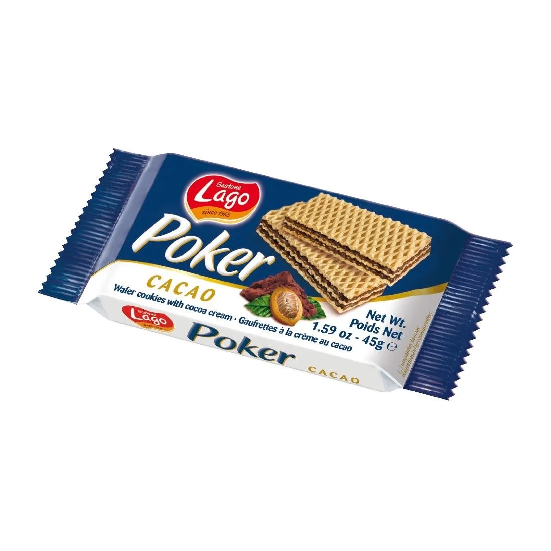 Gastone Lago Poker Cocoa Creme Wafers 45g (20 Pack)