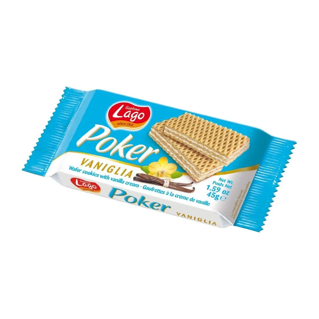 Lago Poker Vanilla Cream Wafers 45g (20 Pack)