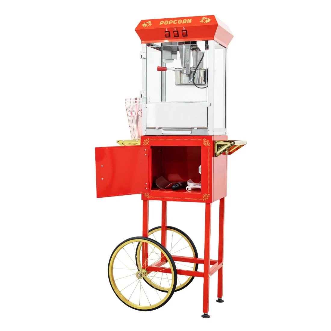 A1 Equipment 8oz Popcorn Machine with Cart Red - Image 8