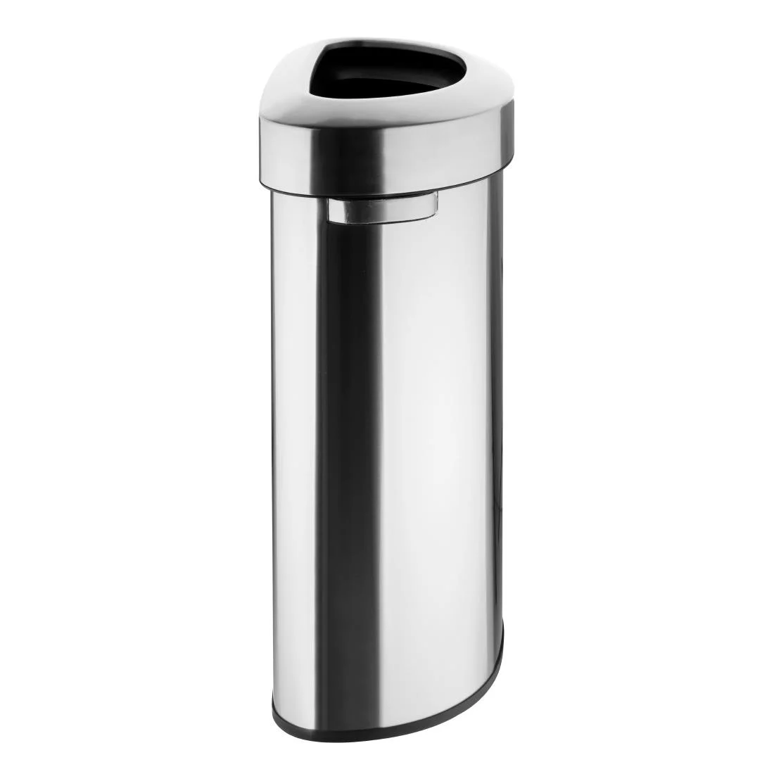 Bolero 'D' Shape Bin with Open Lid Brushed Steel 86Ltr - Image 2