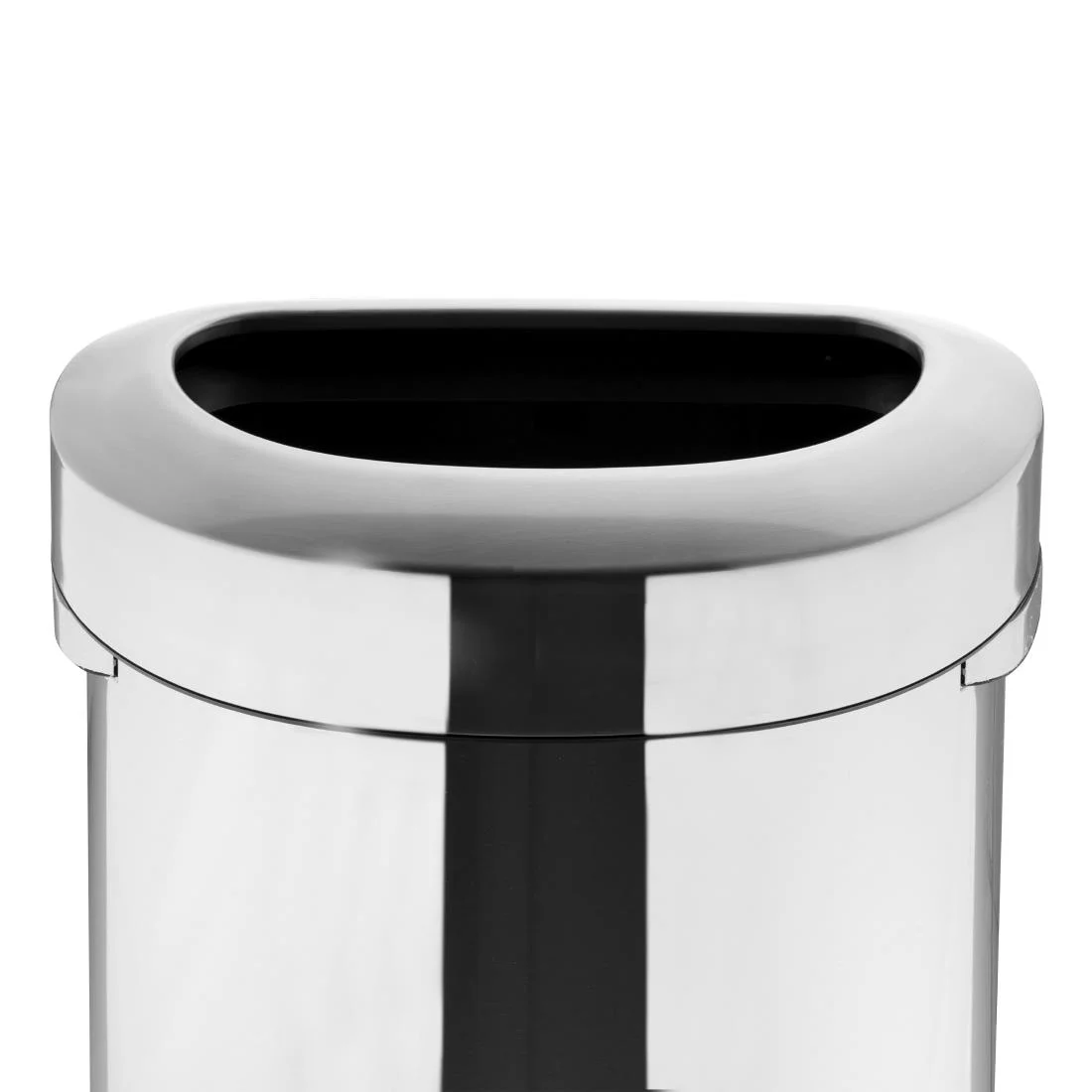 Bolero 'D' Shape Bin with Open Lid Brushed Steel 86Ltr - Image 3