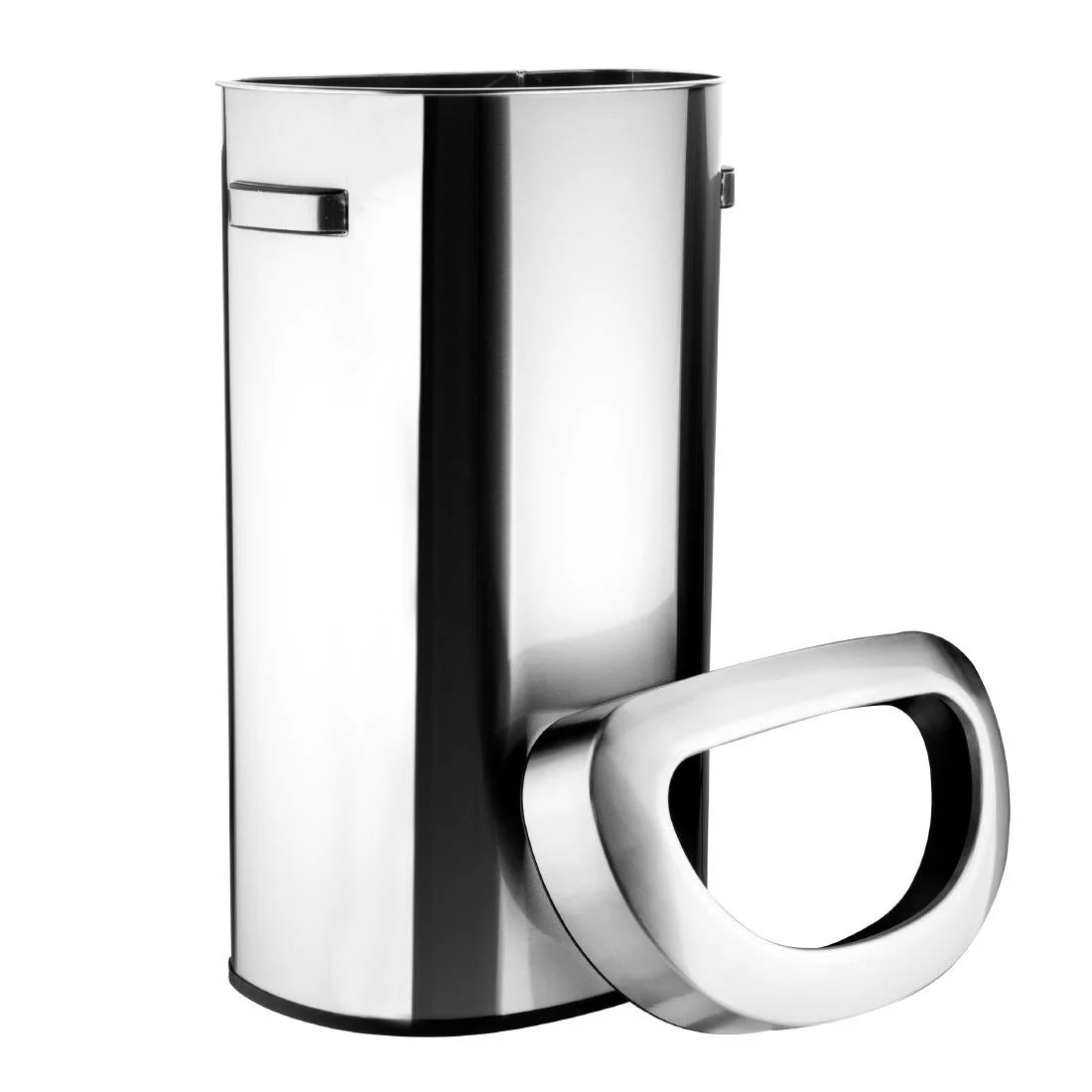Bolero 'D' Shape Bin with Open Lid Brushed Steel 86Ltr - Image 5