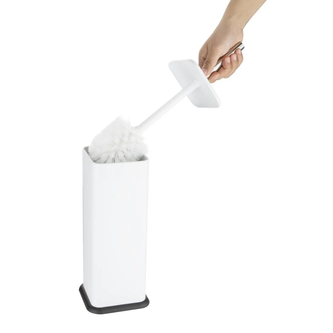 Jantex Square Toilet Brush and Holder - White - Image 4