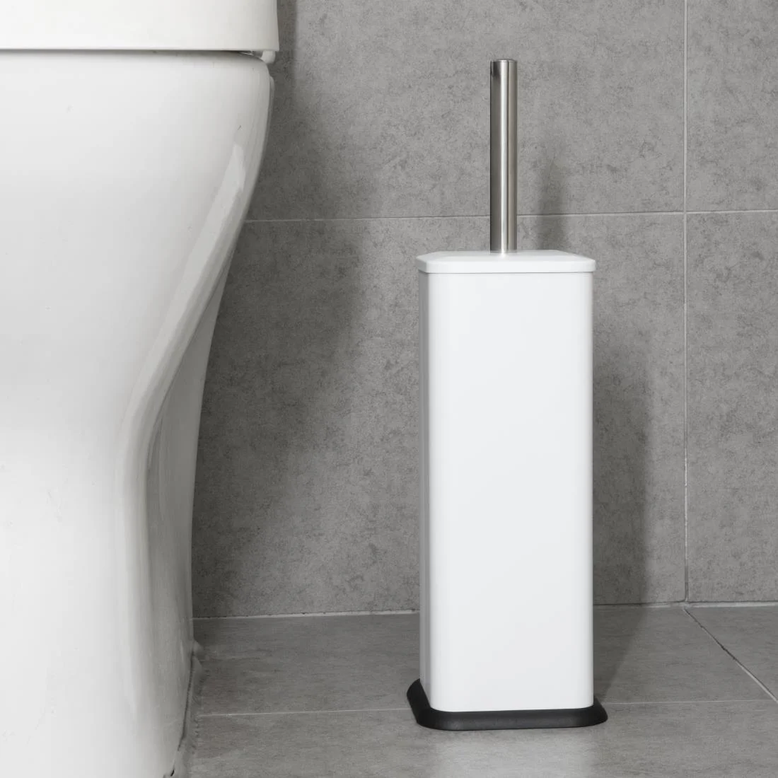Jantex Square Toilet Brush and Holder - White - Image 5