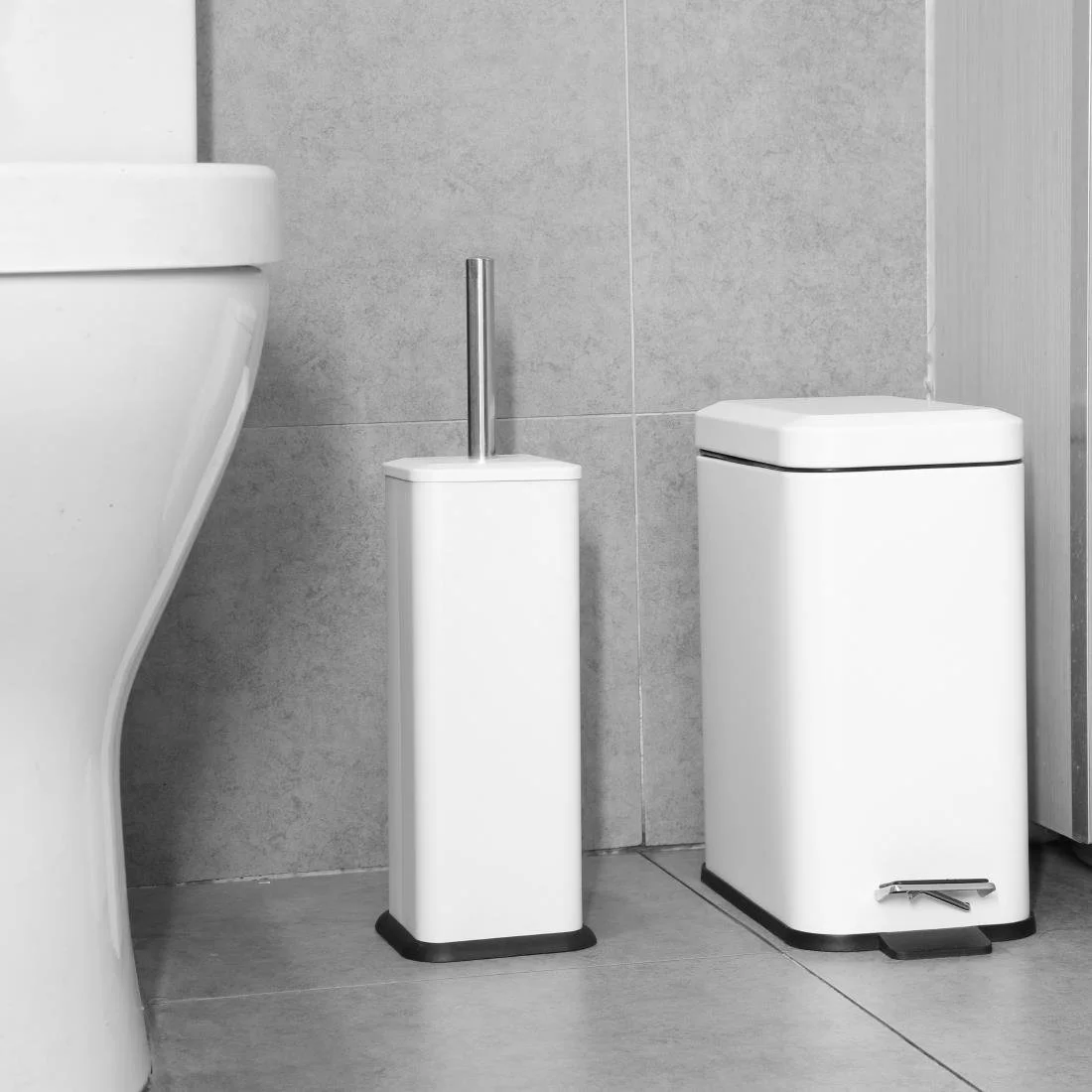 Jantex Square Toilet Brush and Holder - White - Image 6