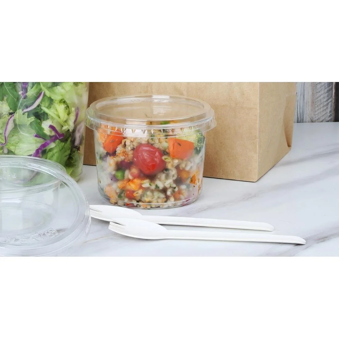 Fiesta Recyclable rPET Flat Lids for Deli Cups 8/12/16oz (300 Pack) - Image 5