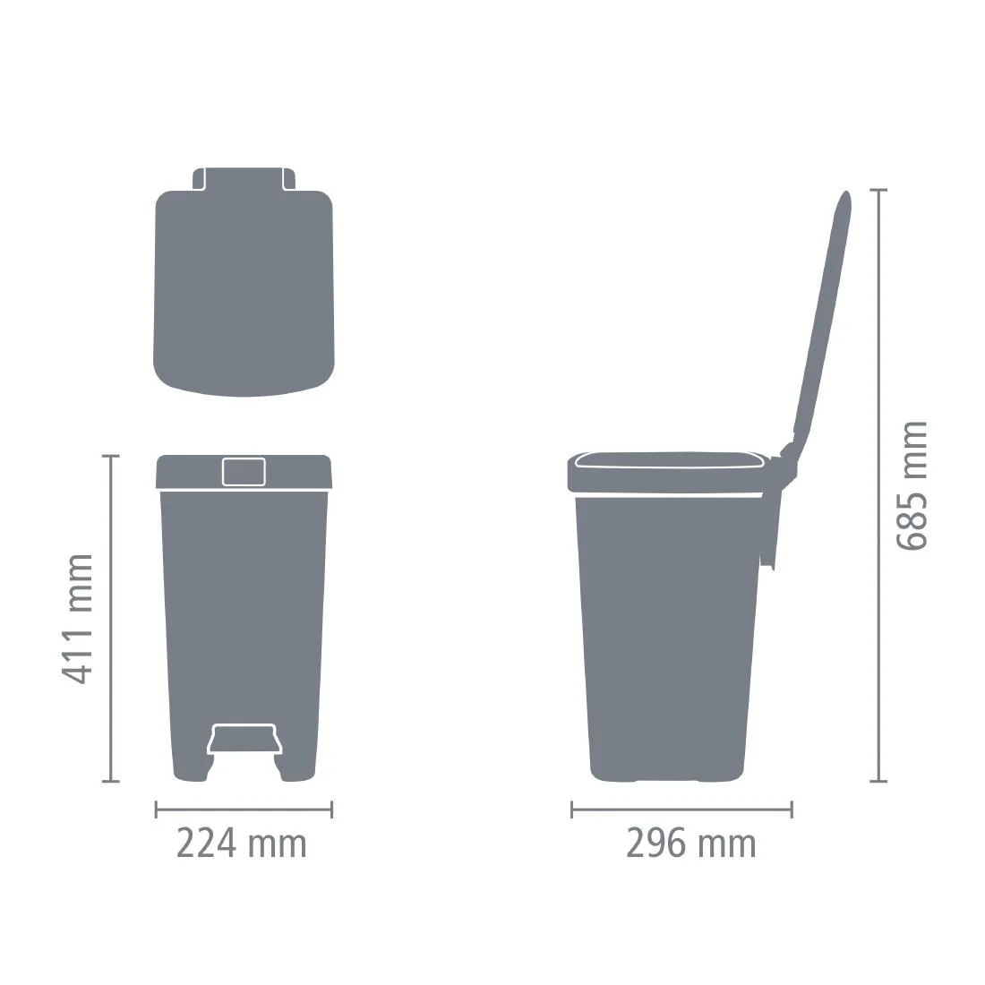 Brabantia StepUp Pedal Bin Dark Grey 16Ltr - Image 6