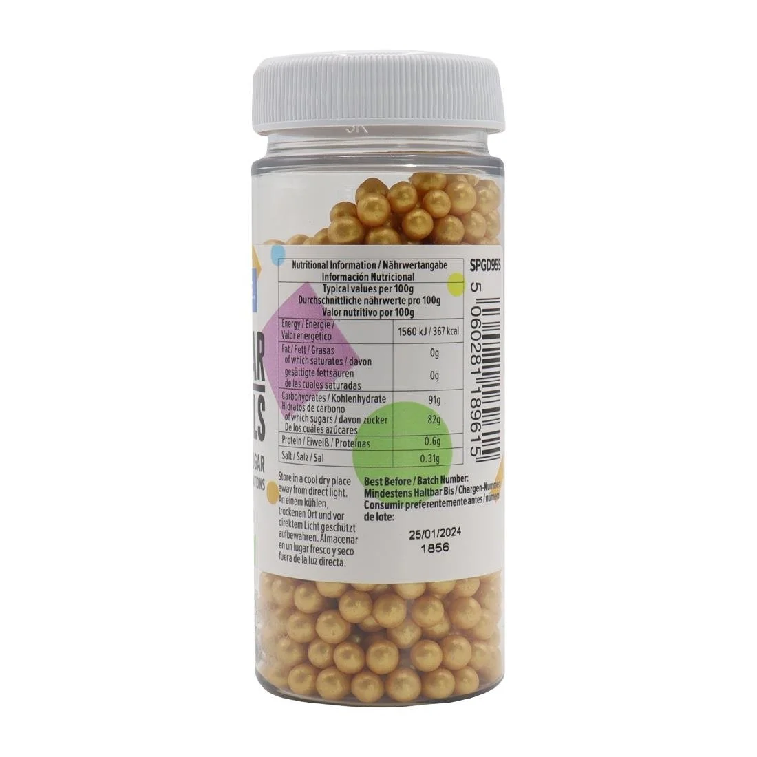 PME Sugar Pearls 60g - Gold - Image 2