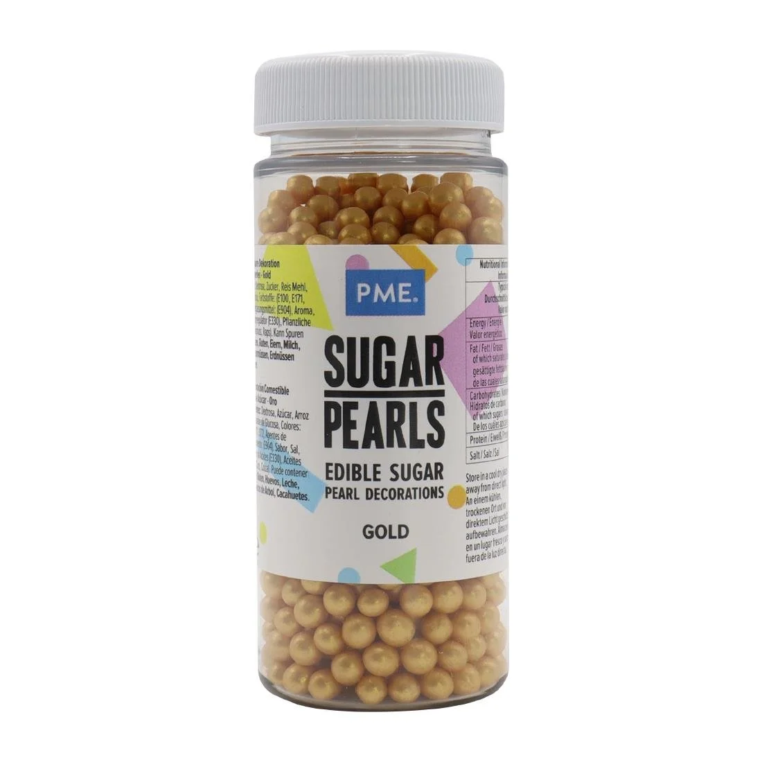 PME Sugar Pearls 60g - Gold - Image 1
