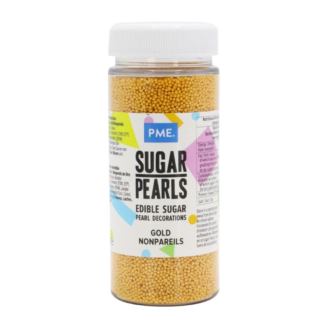 PME Sugar Pearls Nonpareils 100g - Gold - Image 1