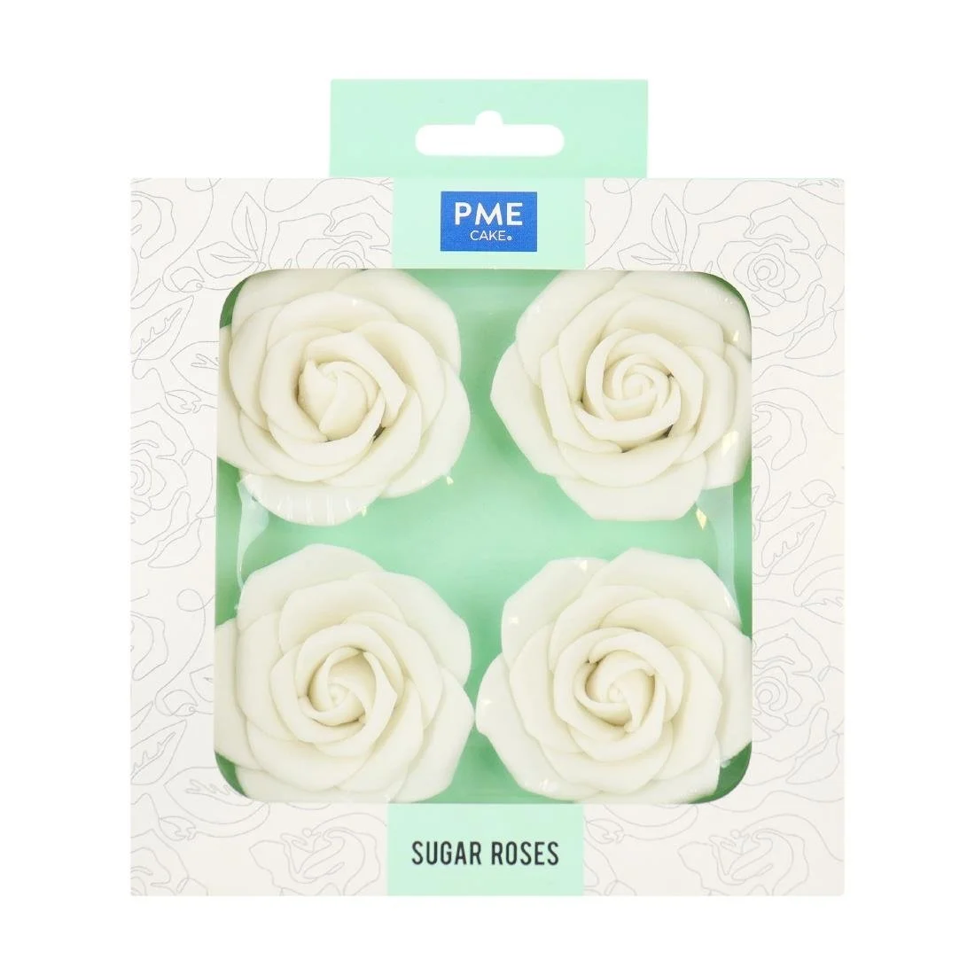 PME White Sugar Roses 62mm (4 Pack)