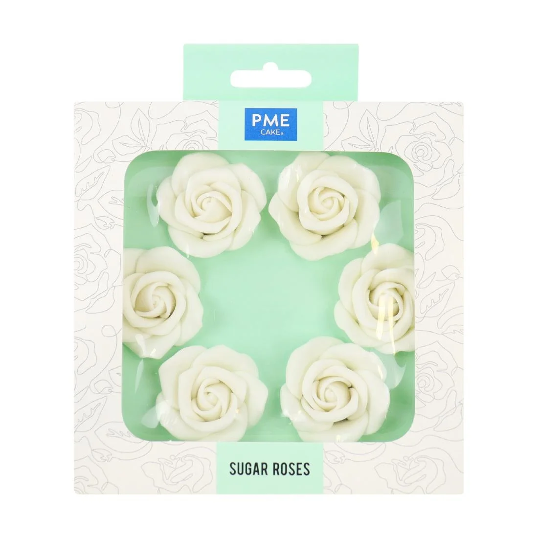 PME White Sugar Roses 45mm (6 Pack) - Image 1