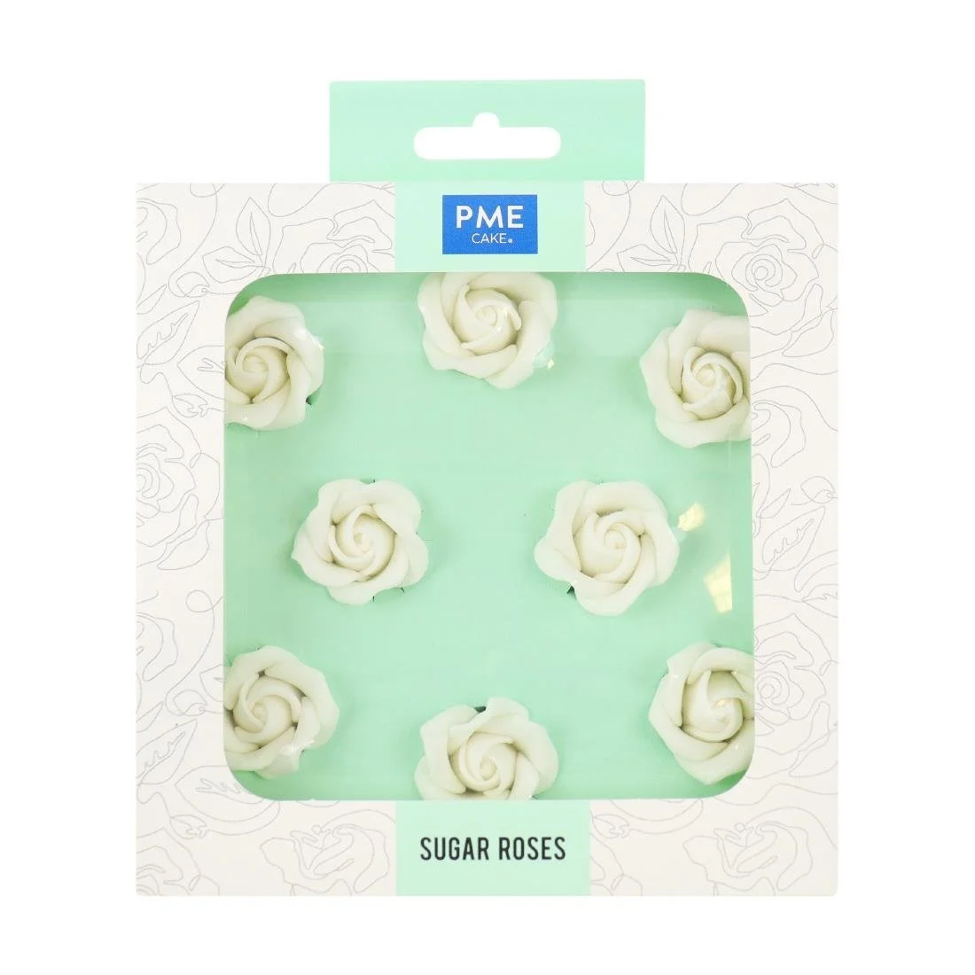 PME White Sugar Roses 32mm (8 Pack) - Image 1