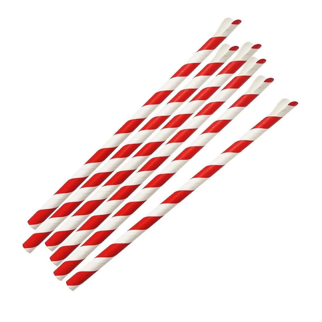 Fiesta Compostable Paper Spoon Straw Red & White Stripe 210x8mm (250 Pack) - Image 2