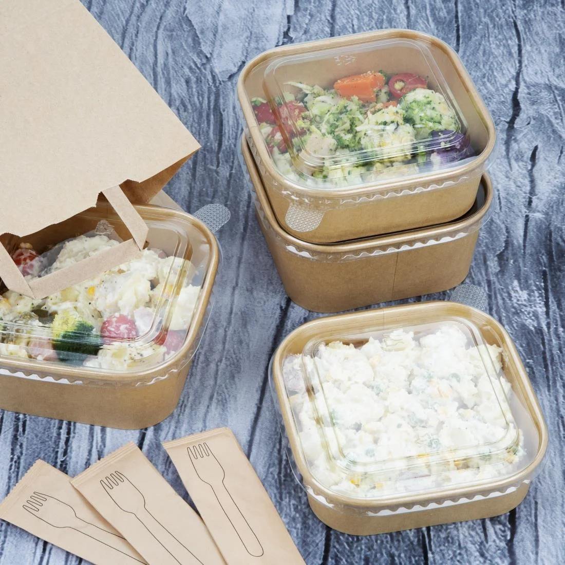 Fiesta Recyclable PET lid for Square Container Bases (300 Pack) - Image 7