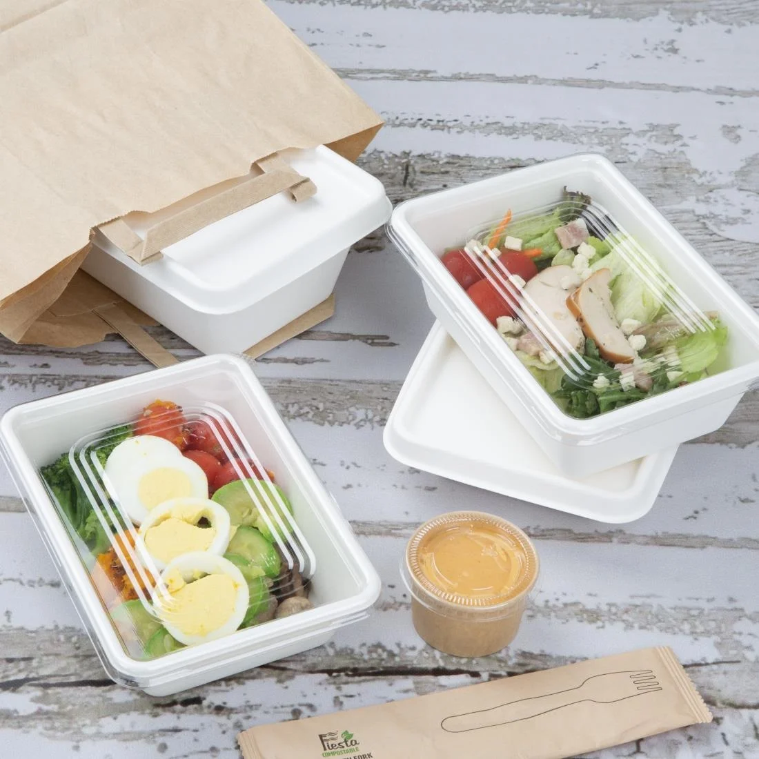 Fiesta Recyclable PET Lids for Bagasse Container Bases (100 Pack) - Image 5