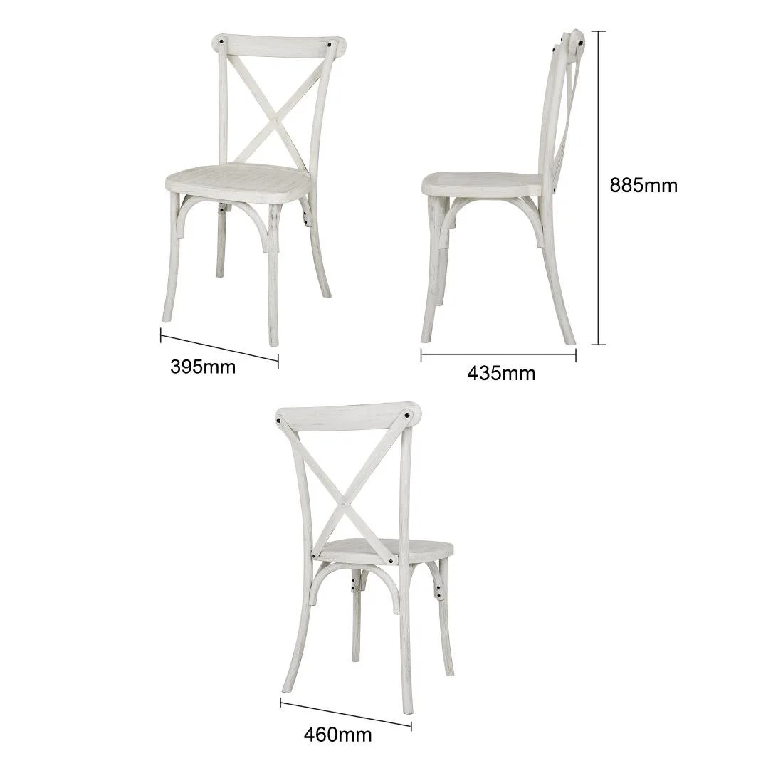 Bolero Manhattan Cross-Back Resin Chairs Limewash (4 Pack) - Image 5