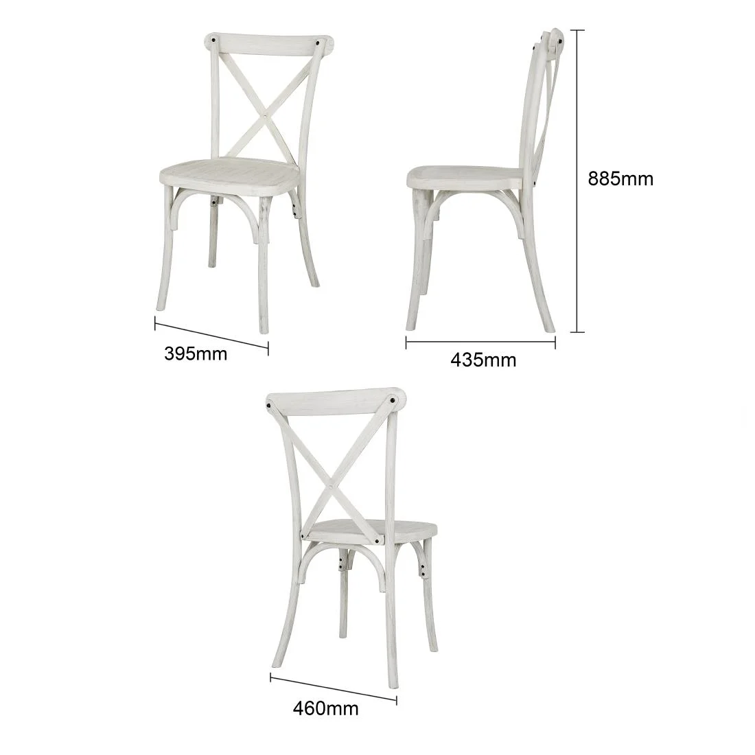 Bolero Manhattan Cross-Back Resin Chairs Limewash (4 Pack) - Image 5